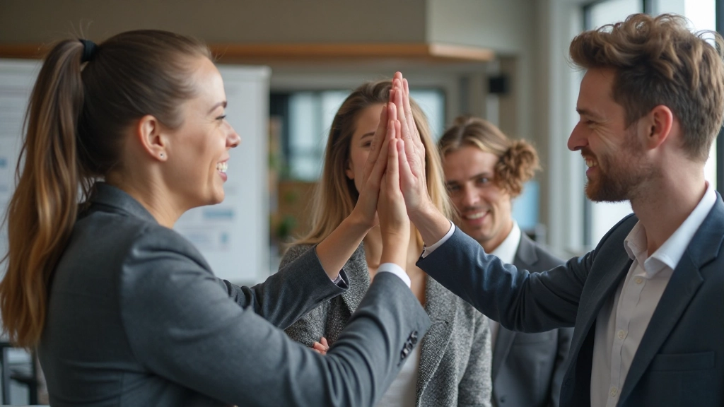 Diverse groep professionals die samen een project succesvol afronden