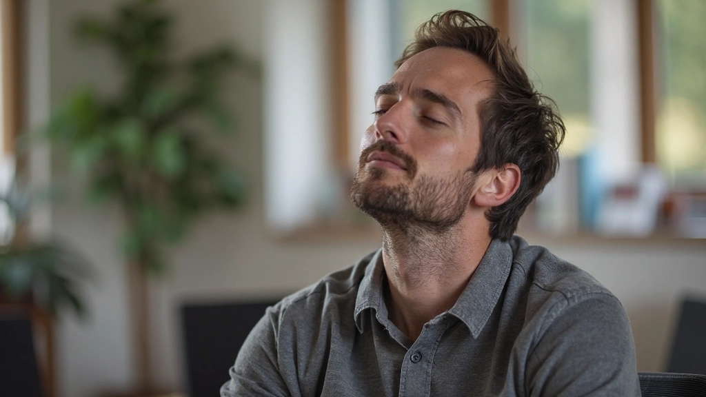 Persoon die zich rustiger voelt na een ontspanningstechniek