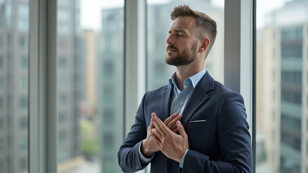 Persoon voert ademhalingsoefening uit voor stressafname