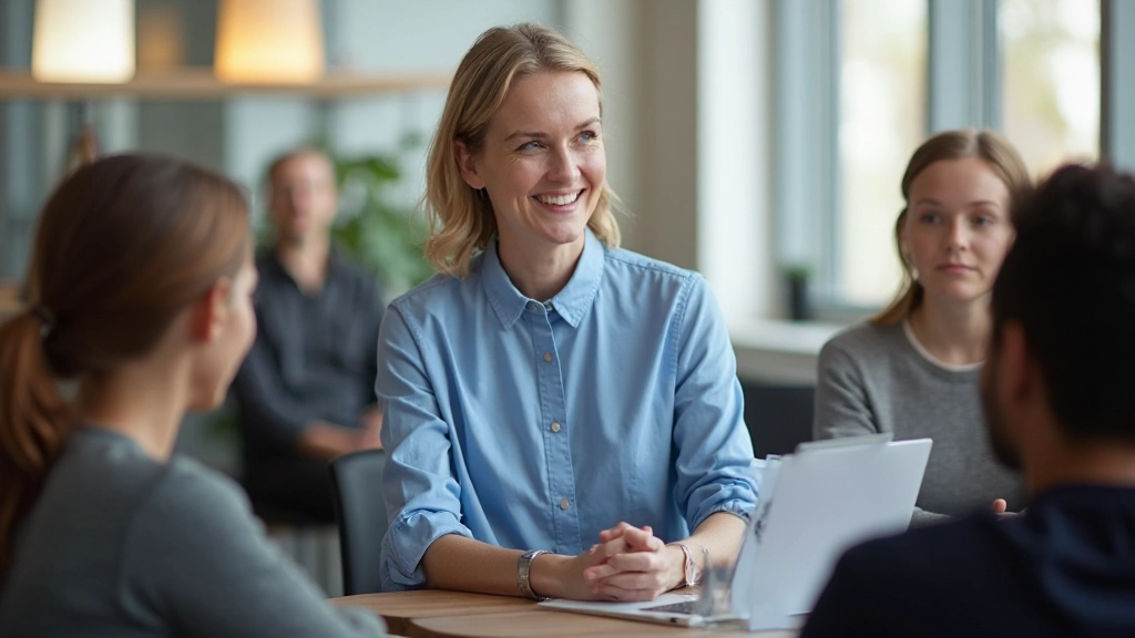 Professionele trainingsomgeving met deelnemers in groepsdiscussie over emotionele bewustzijn